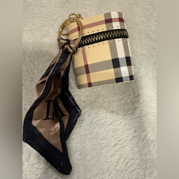Accessories - 💜🩷Plaid Keychain Pouch with Scarf Accent NIB